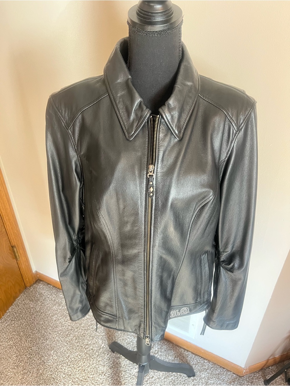 Harley-Davidson Black Smooth Leather Zip Front Jacket